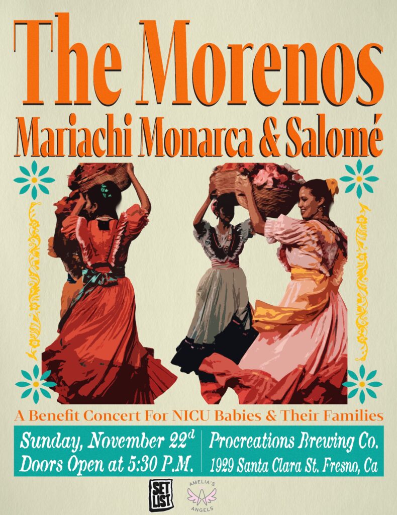 Flyer: The Morenos, Mariachi Monarca & Salomé — a benefit concert, Sunday Nov 22 at Procreations Brewing Co.