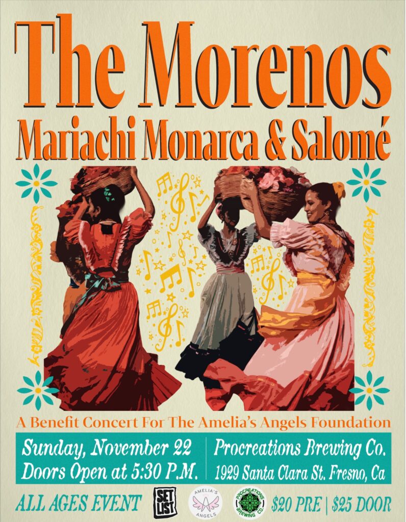 Flyer: The Morenos, Mariachi Monarca & Salomé — a benefit concert, Sunday Nov 22 at Procreations Brewing Co.